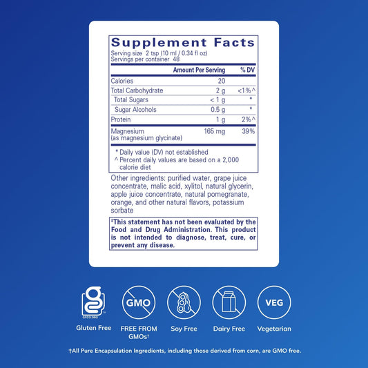 Pouring Pure Encapsulations Magnesium Glycinate Liquid for easy daily dosing.