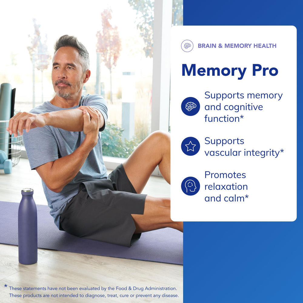 Memory Pro label detail highlighting soy-free, lutein/zeaxanthin ingredients