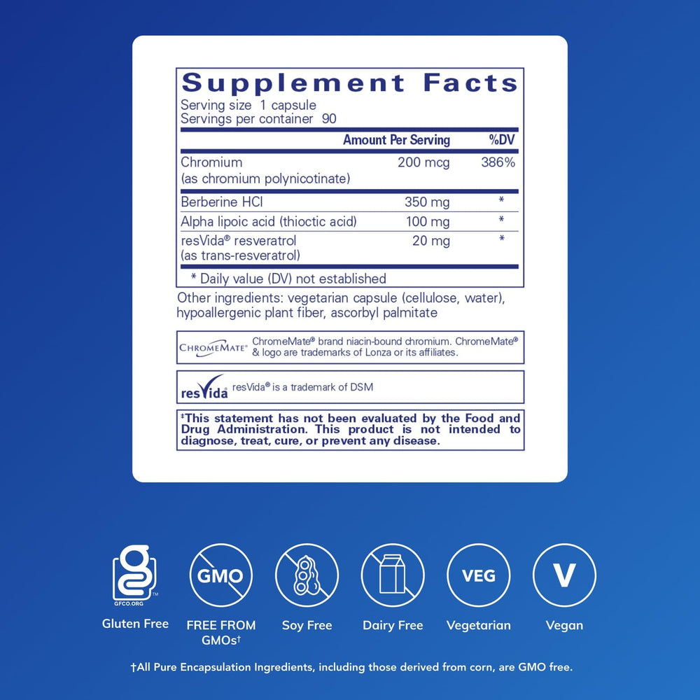 Pure Encapsulations Metabolic Xtra bottle back shows ingredients and usage notes