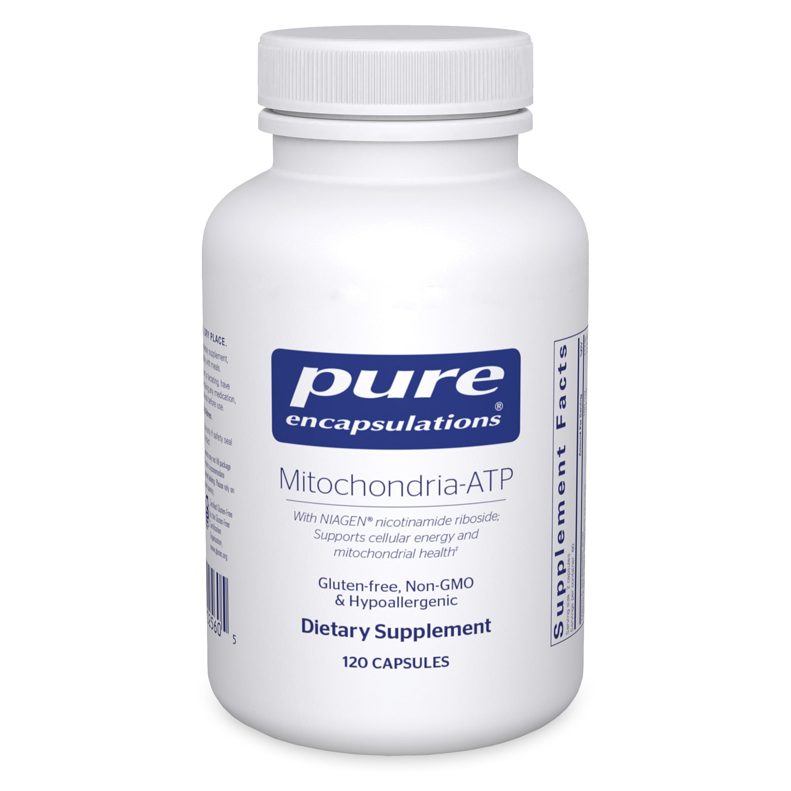 Pure Encapsulations Mitochondria-ATP bottle shown to support cellular energy.
