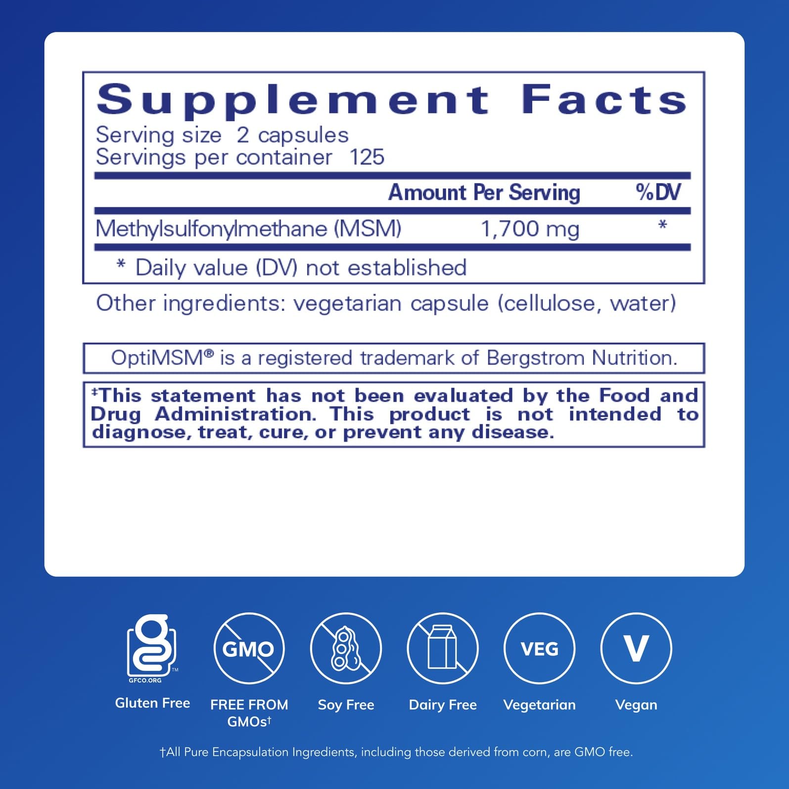 Pure Encapsulations MSM capsules joint-support graphic suggesting ease of movement