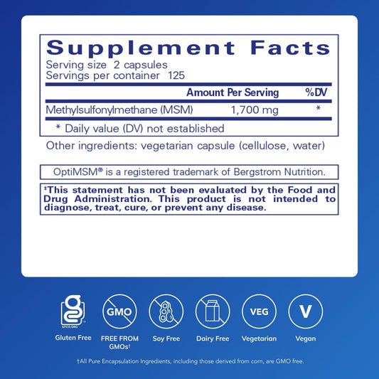 Pure Encapsulations MSM capsules joint-support graphic suggesting ease of movement