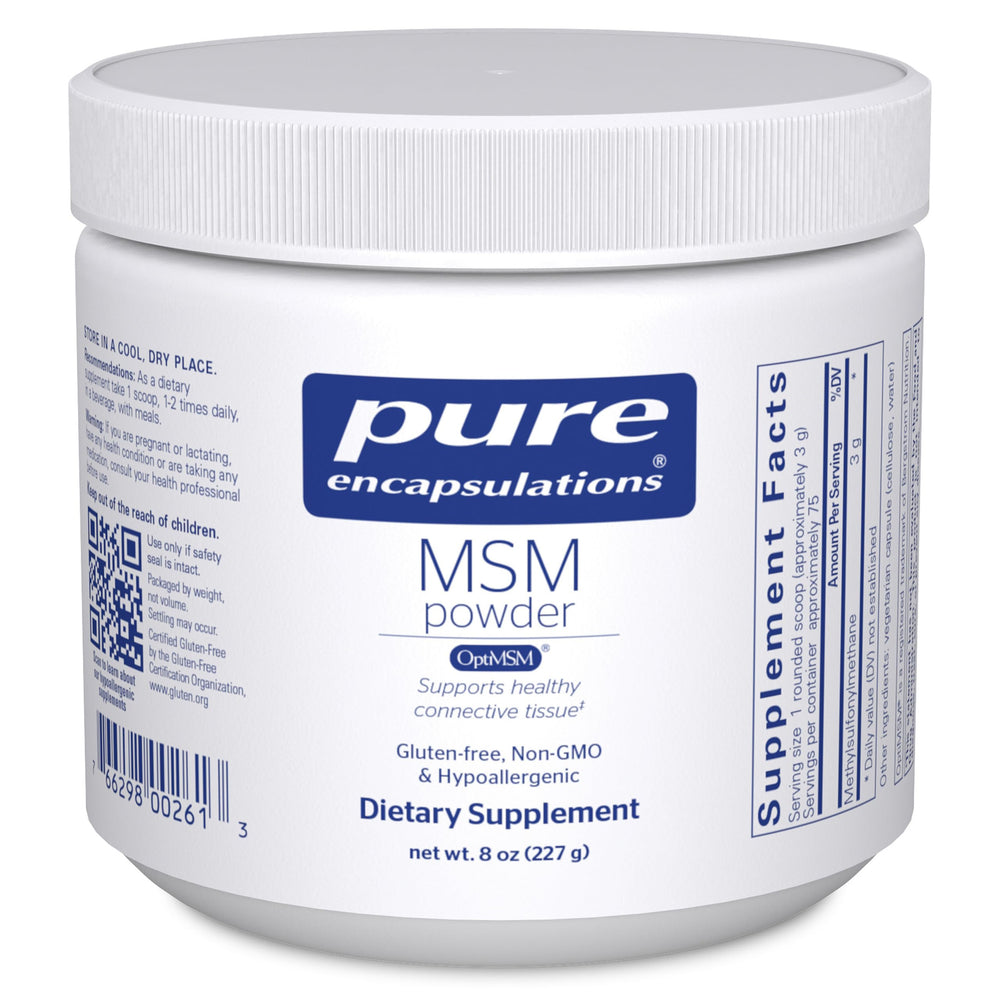 Pure Encapsulations MSM powder bottle front—supports joint comfort and immune health