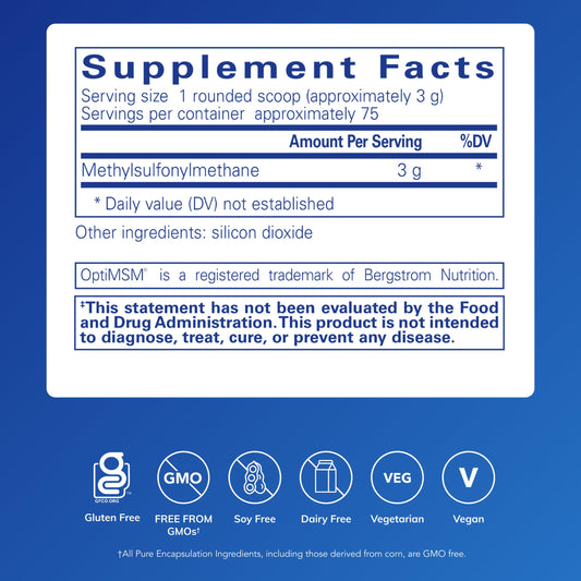 Pure Encapsulations MSM powder scoop for easy daily dosing and joint support