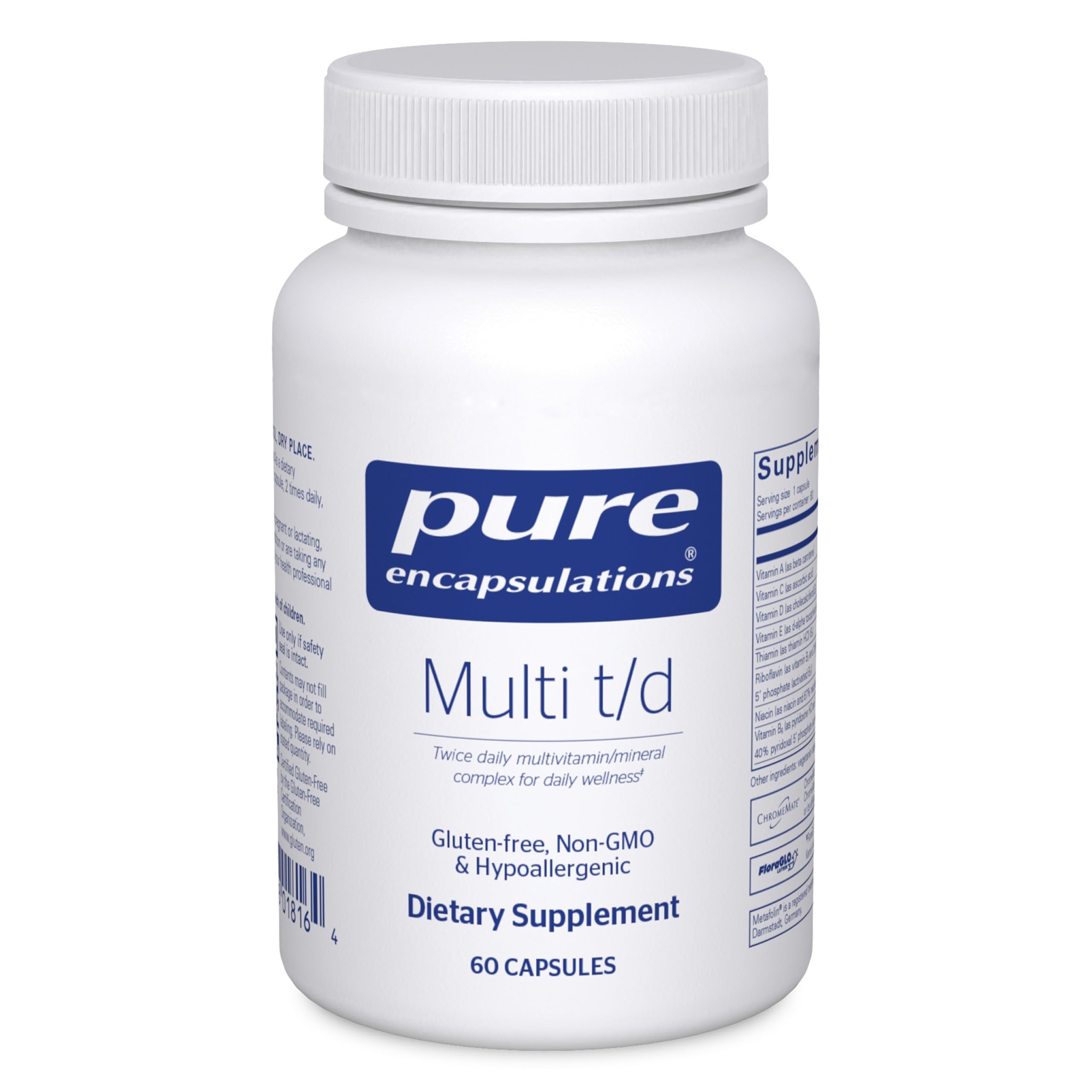 Pure Encapsulations Multi T/D bottle front promotes daily wellness
