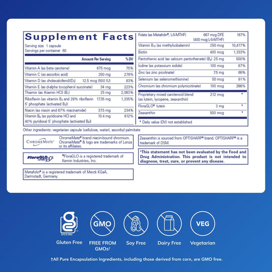 Pure Encapsulations Multi T/D capsules in the bottle illustrate convenient daily dosing