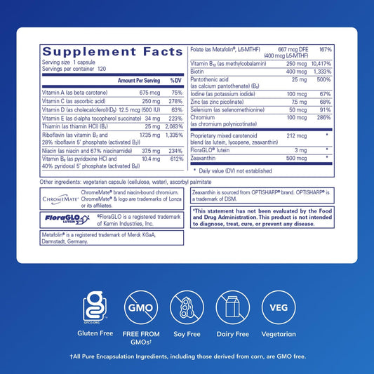 Pure Encapsulations Multi T/D capsules showcasing broad vitamin and mineral coverage.