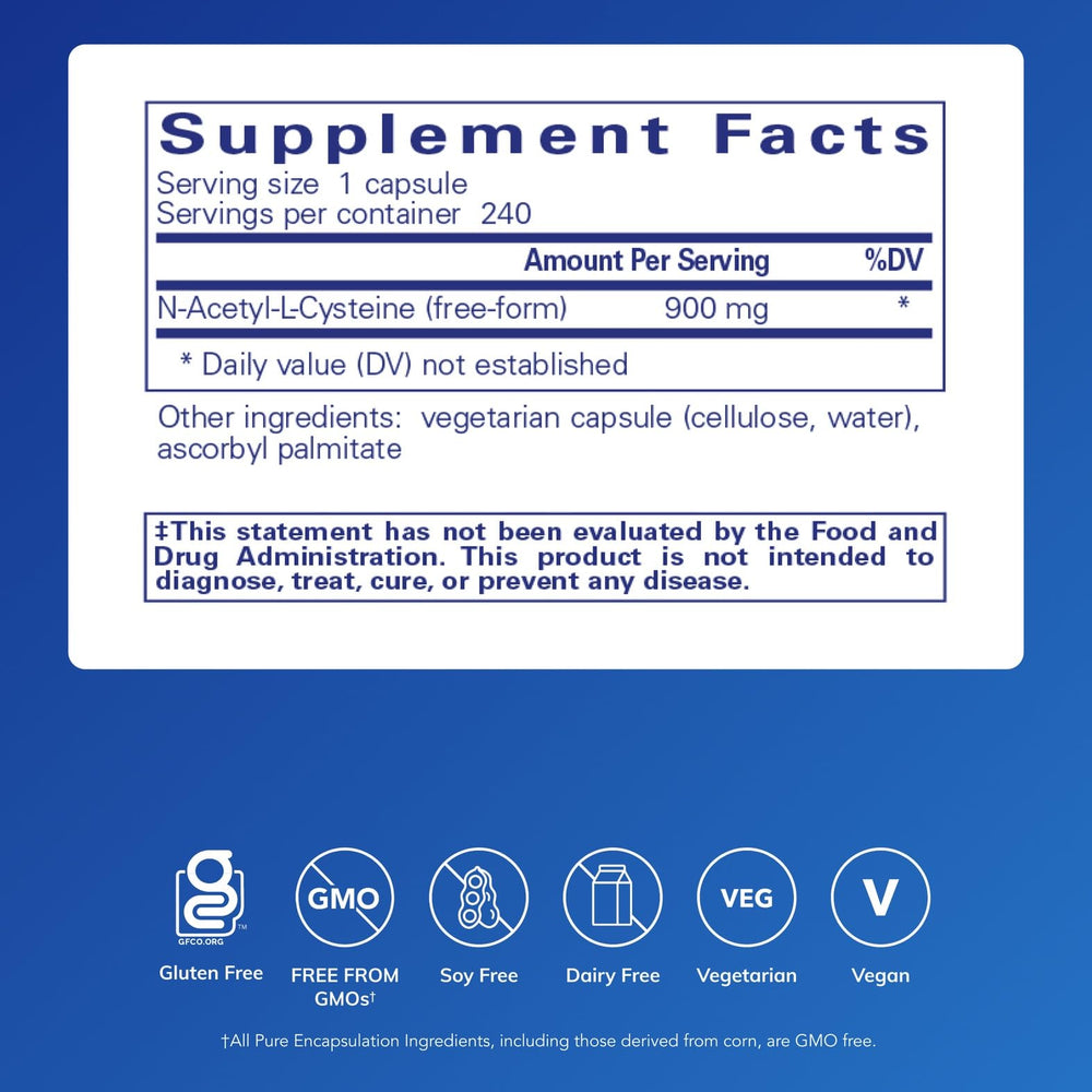 Pure Encapsulations NAC capsules close-up for daily antioxidant support