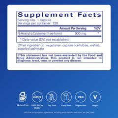 Pure Encapsulations NAC 900 mg capsules ready for daily antioxidant support.
