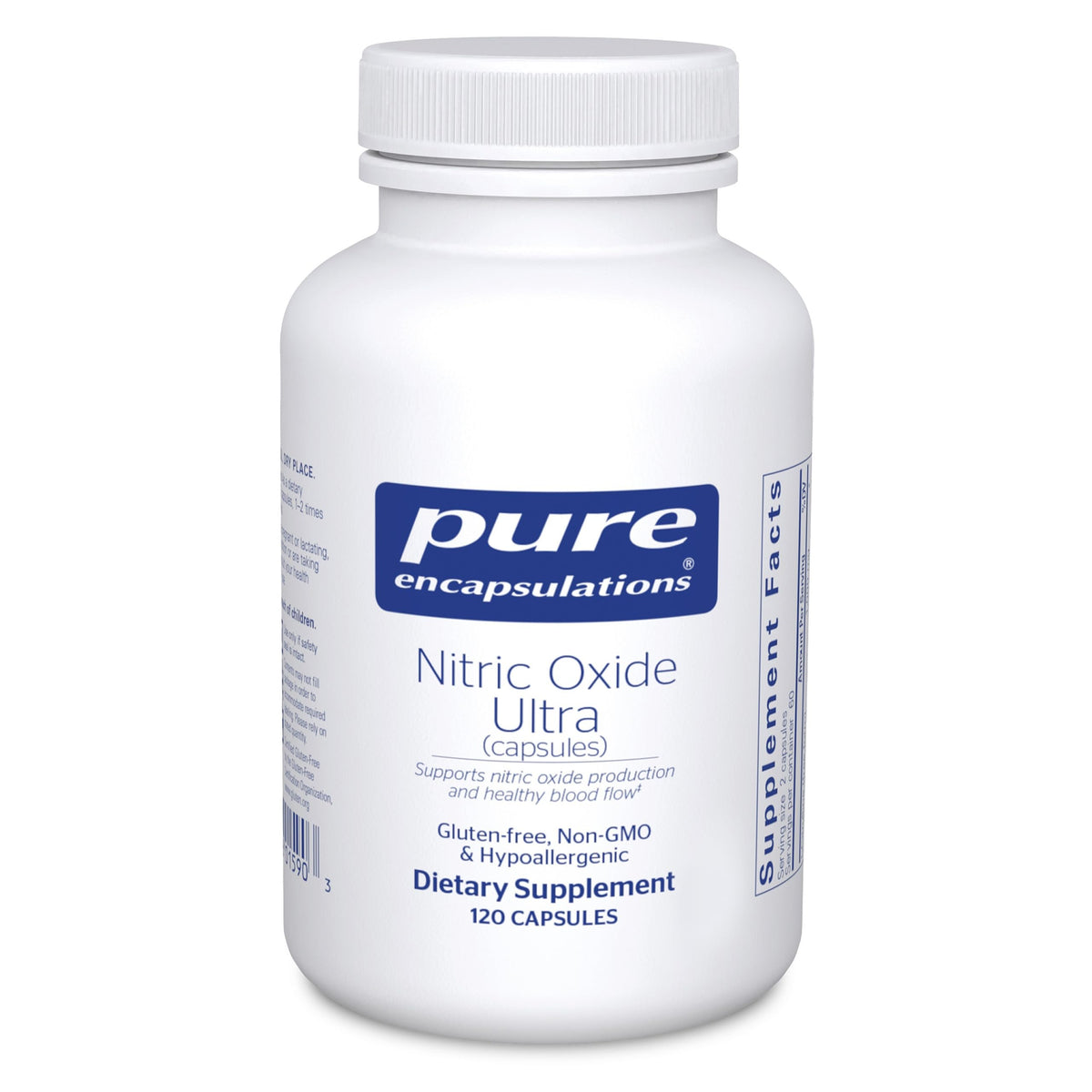 Pure Encapsulations Nitric Oxide Ultra bottle for vascular support and overall blood flow.