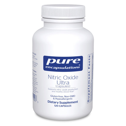 Pure Encapsulations Nitric Oxide Ultra bottle for vascular support and overall blood flow.