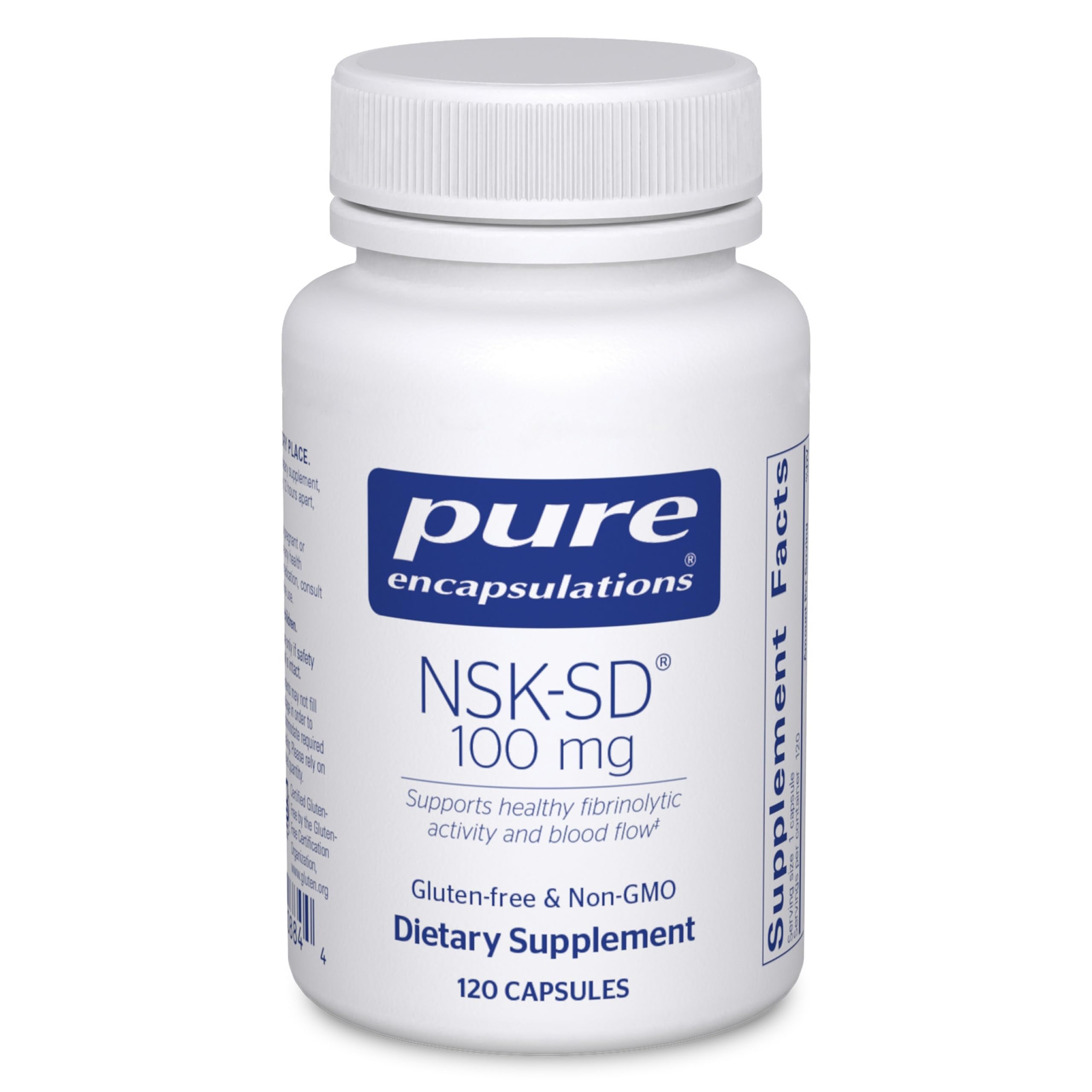 Pure Encapsulations NSK-SD bottle with nattokinase supports normal circulation.