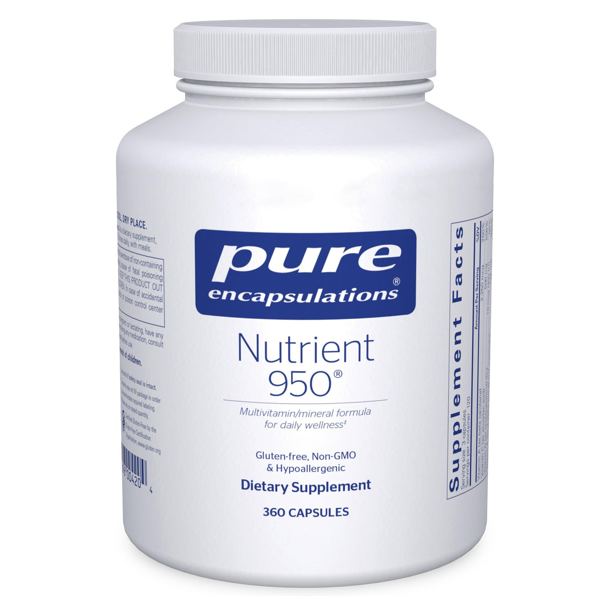 Pure Encapsulations Nutrient 950 bottle front — hypoallergenic multivitamin for daily wellness