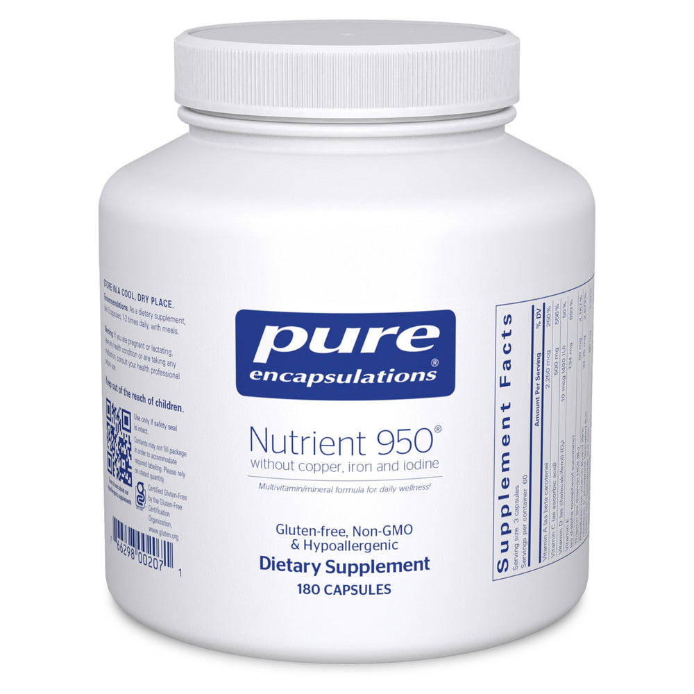 Pure Encapsulations Nutrient 950 bottle front; supports daily wellness.