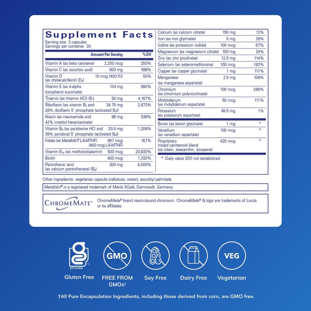 Pure Encapsulations Nutrient 950 capsules closeup emphasizes premium ingredients and enhanced absorption.