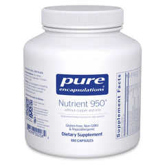 Pure Encapsulations Nutrient 950 bottle with front label highlighting hypoallergenic formula.