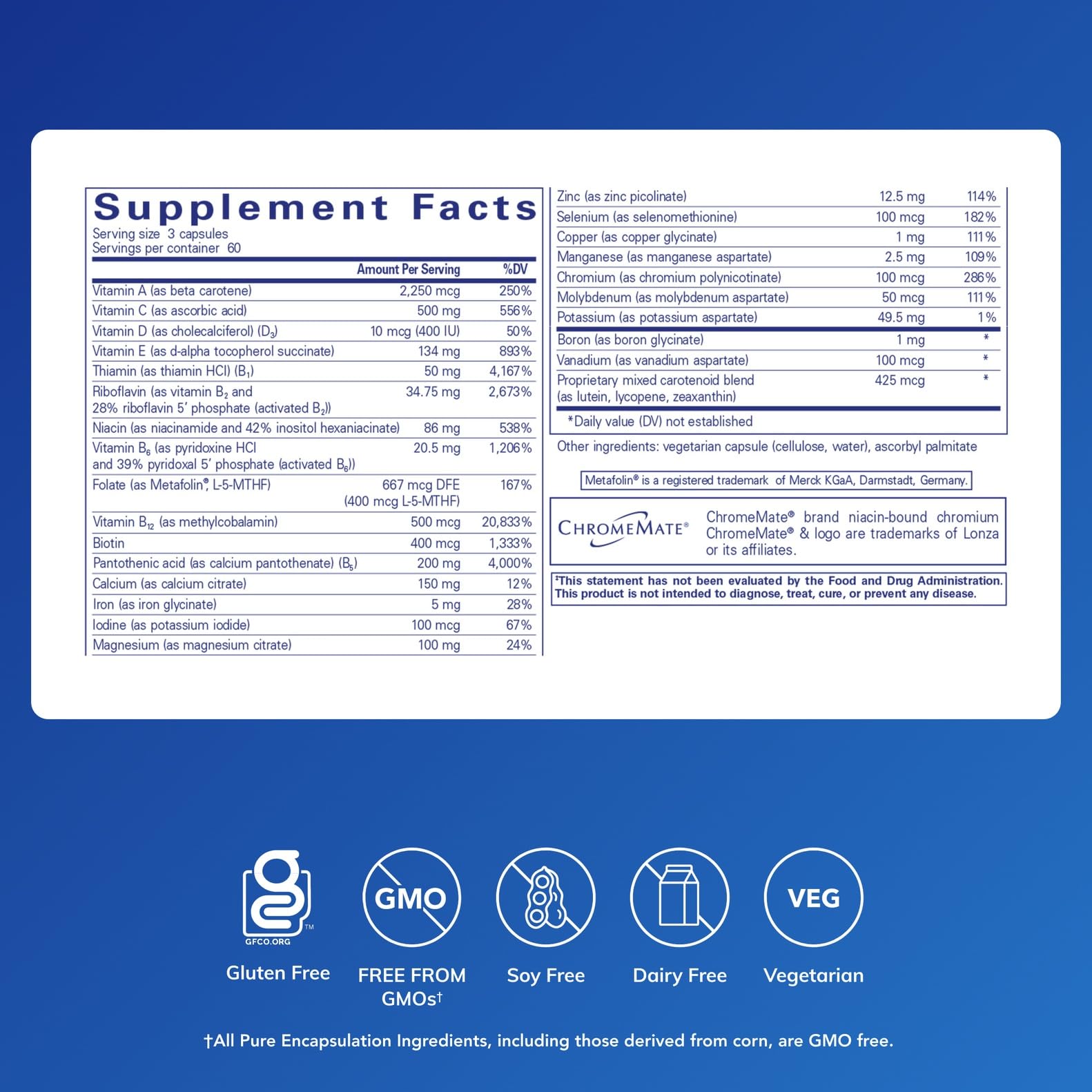 Pure Encapsulations Nutrient 950 tablets side view for easy dosing