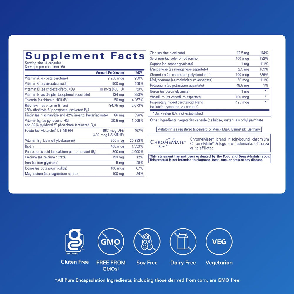 Pure Encapsulations Nutrient 950 tablets side view for easy dosing