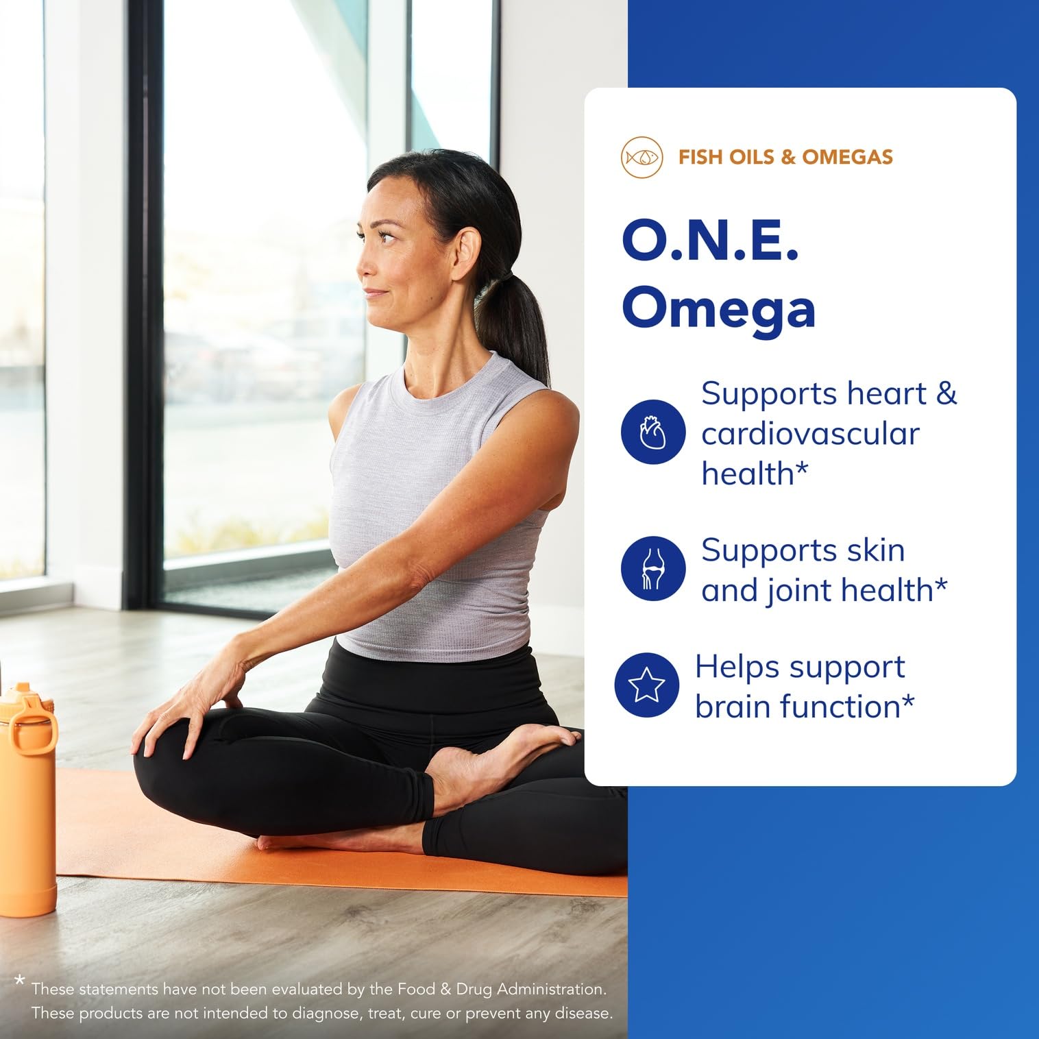 Pure Encapsulations O.N.E. Omega label view; allergen-free, GMO-free formulation with high-purity oil.