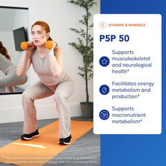 Pure Encapsulations P5P 50 image with gluten-free icon and capsules.