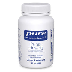 Pure Encapsulations Panax Ginseng bottle front view for occasional stress support