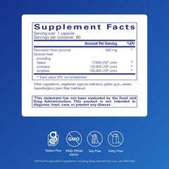 Pure Encapsulations Pancreatic Enzyme Formula capsules closeup, highlighting digestive enzymes.