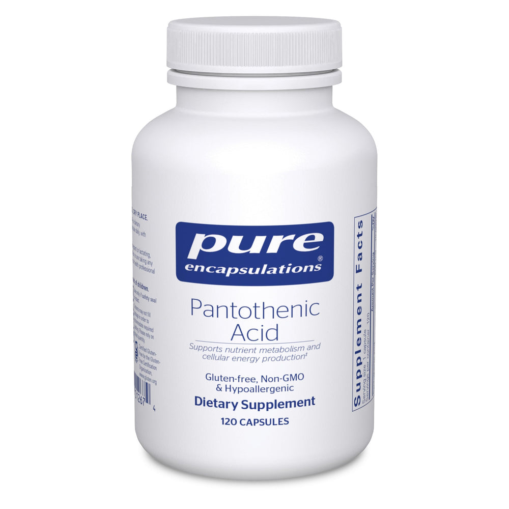 Pure Encapsulations Pantothenic Acid bottle supports daily cellular energy and metabolism.