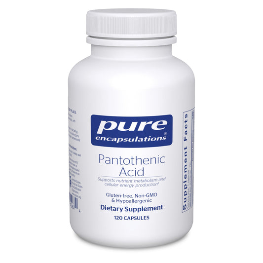 Pure Encapsulations Pantothenic Acid bottle supports daily cellular energy and metabolism.