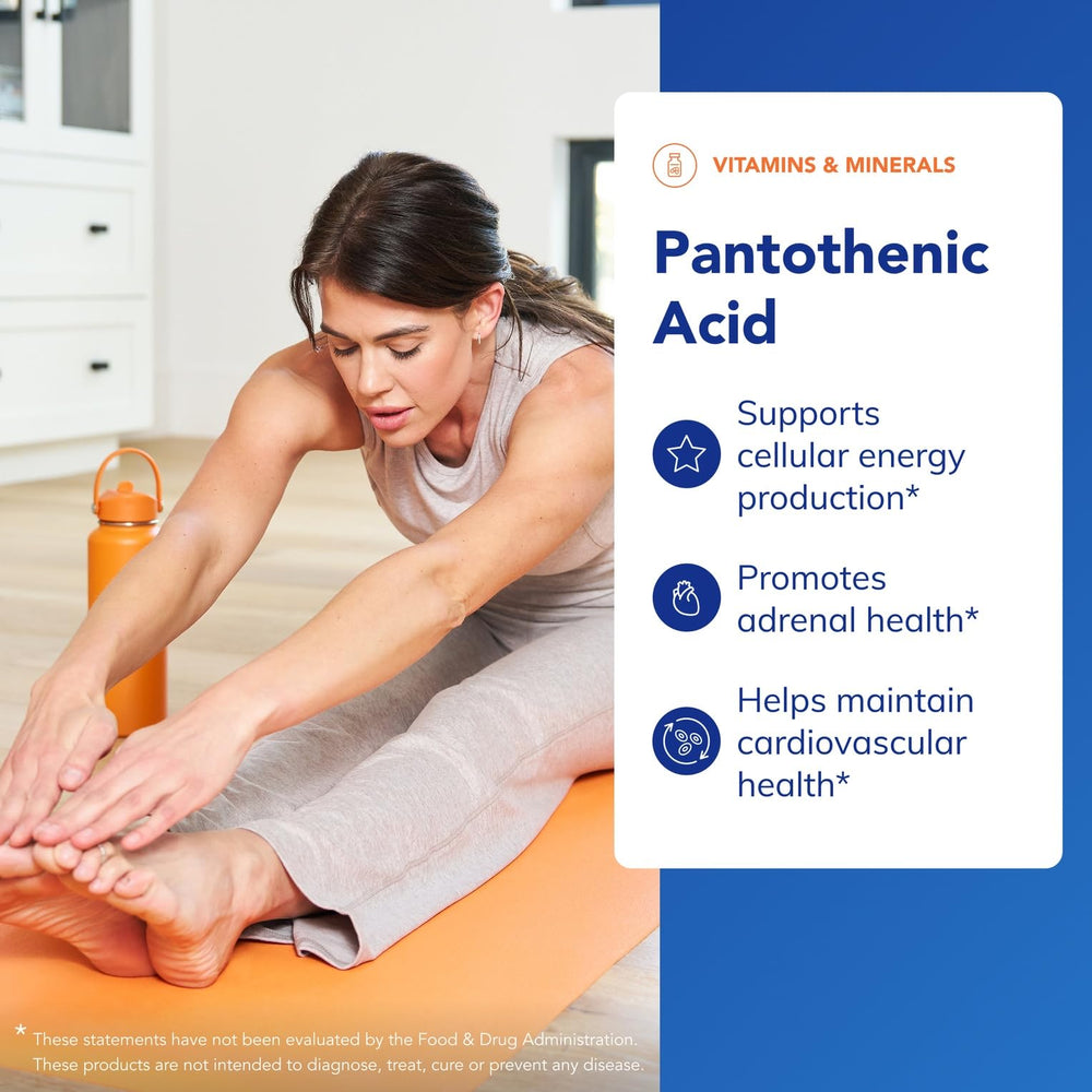 Pure Encapsulations Pantothenic Acid label emphasizes purity and allergen-free formulation.