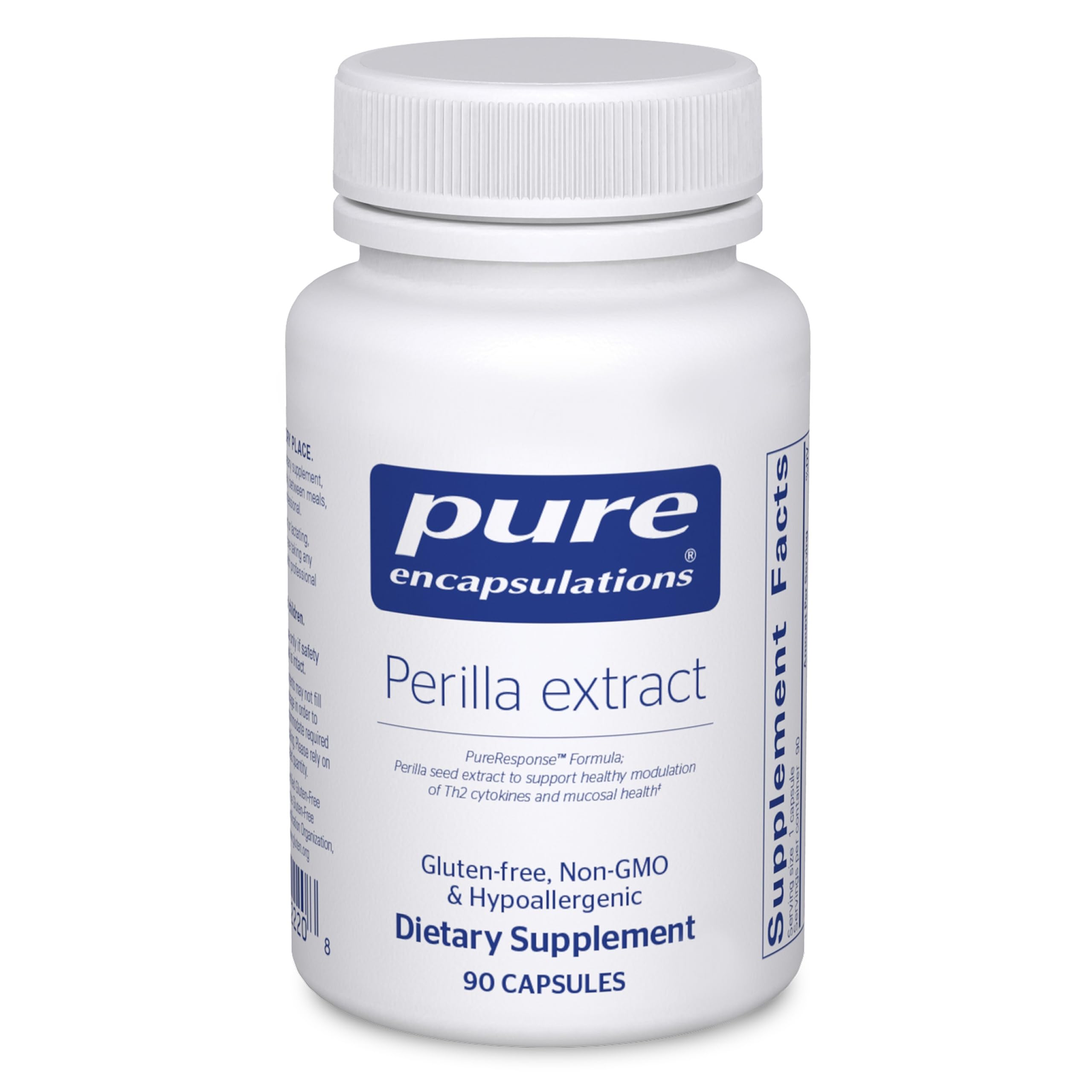 Pure Encapsulations Perilla Extract bottle with capsules for mucosal support.