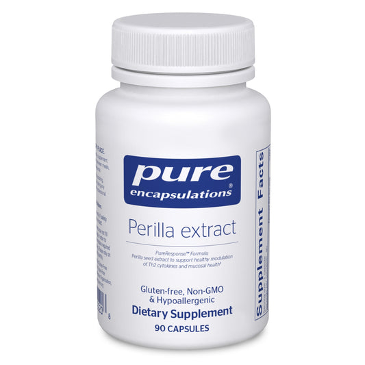 Pure Encapsulations Perilla Extract bottle with capsules for mucosal support.