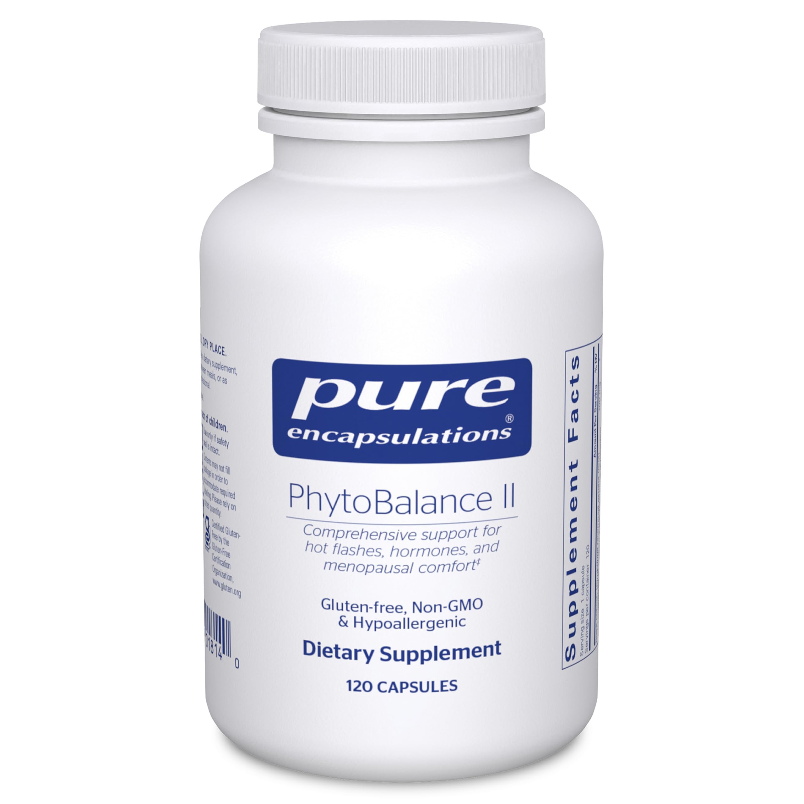 Pure Encapsulations PhytoBalance II bottle front signaling menopause support for daily comfort.