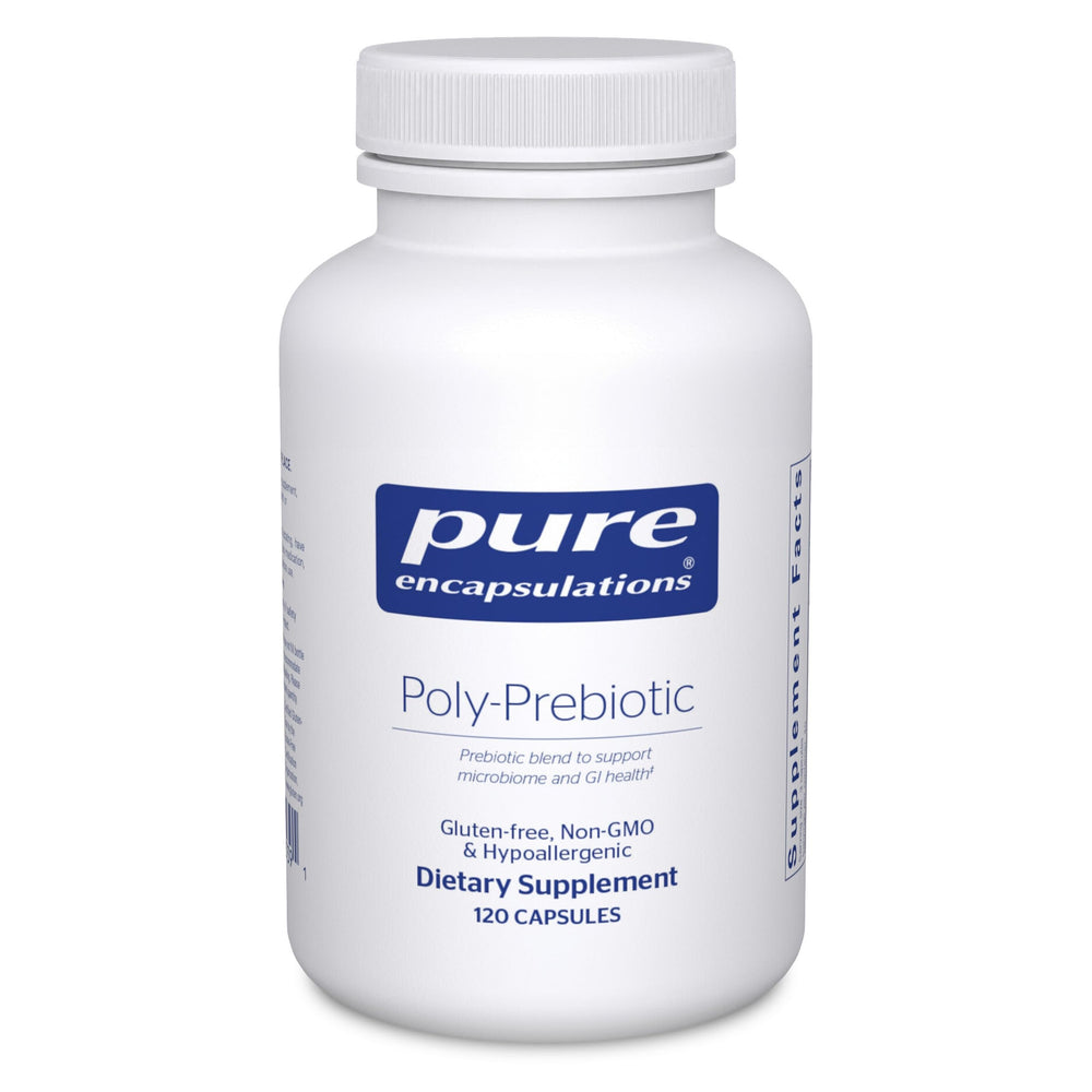 Pure Encapsulations Poly-Prebiotic bottle for potential gut support.