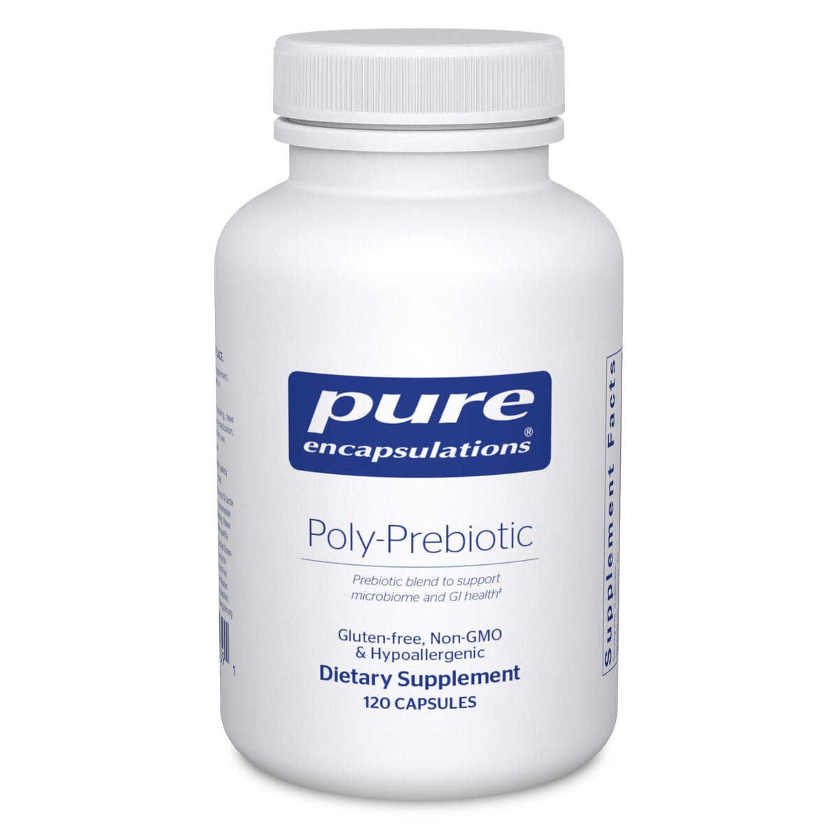 Pure Encapsulations Poly-Prebiotic bottle for potential gut support.