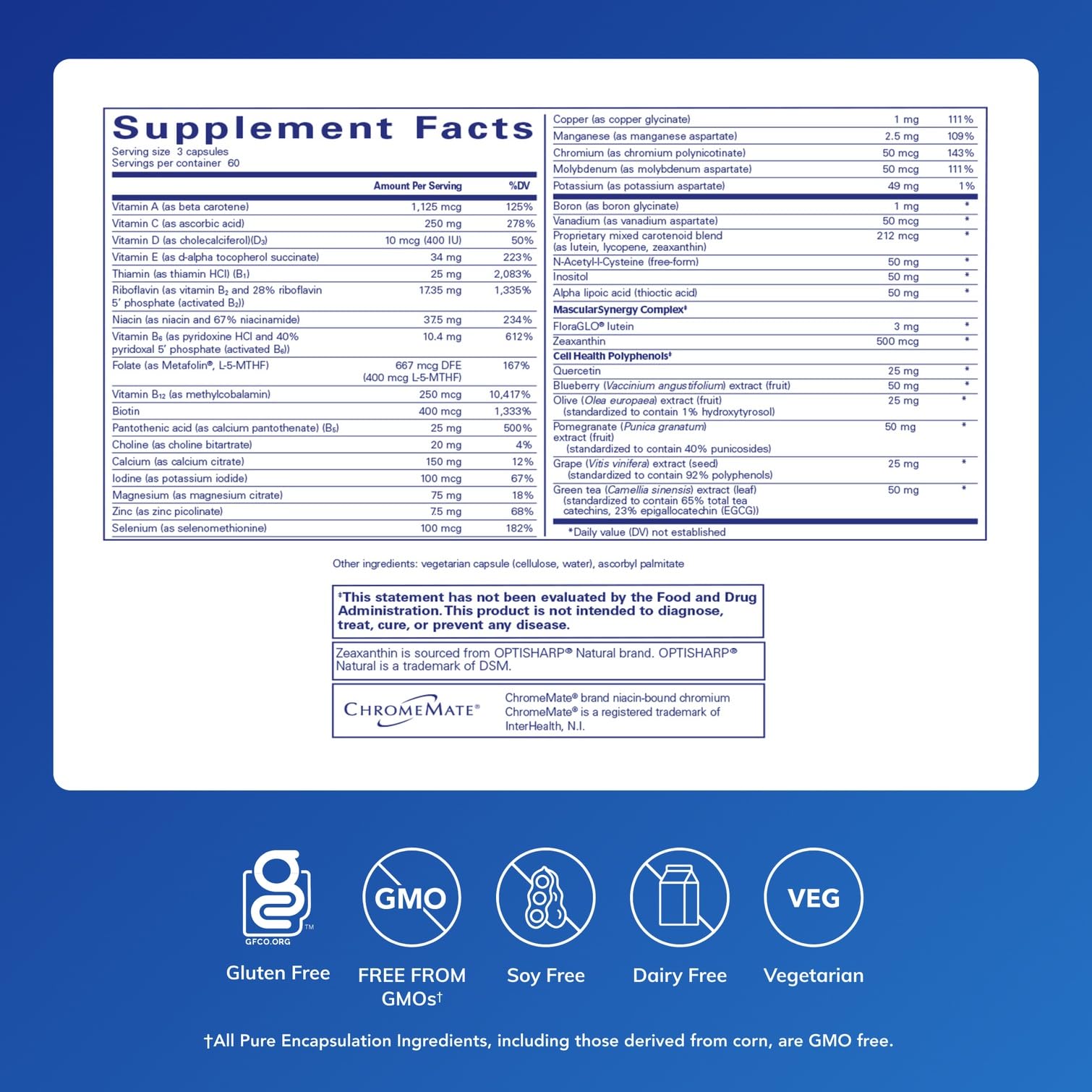 Closeup of Polyphenol Nutrients capsules ready for daily use by Pure Encapsulations