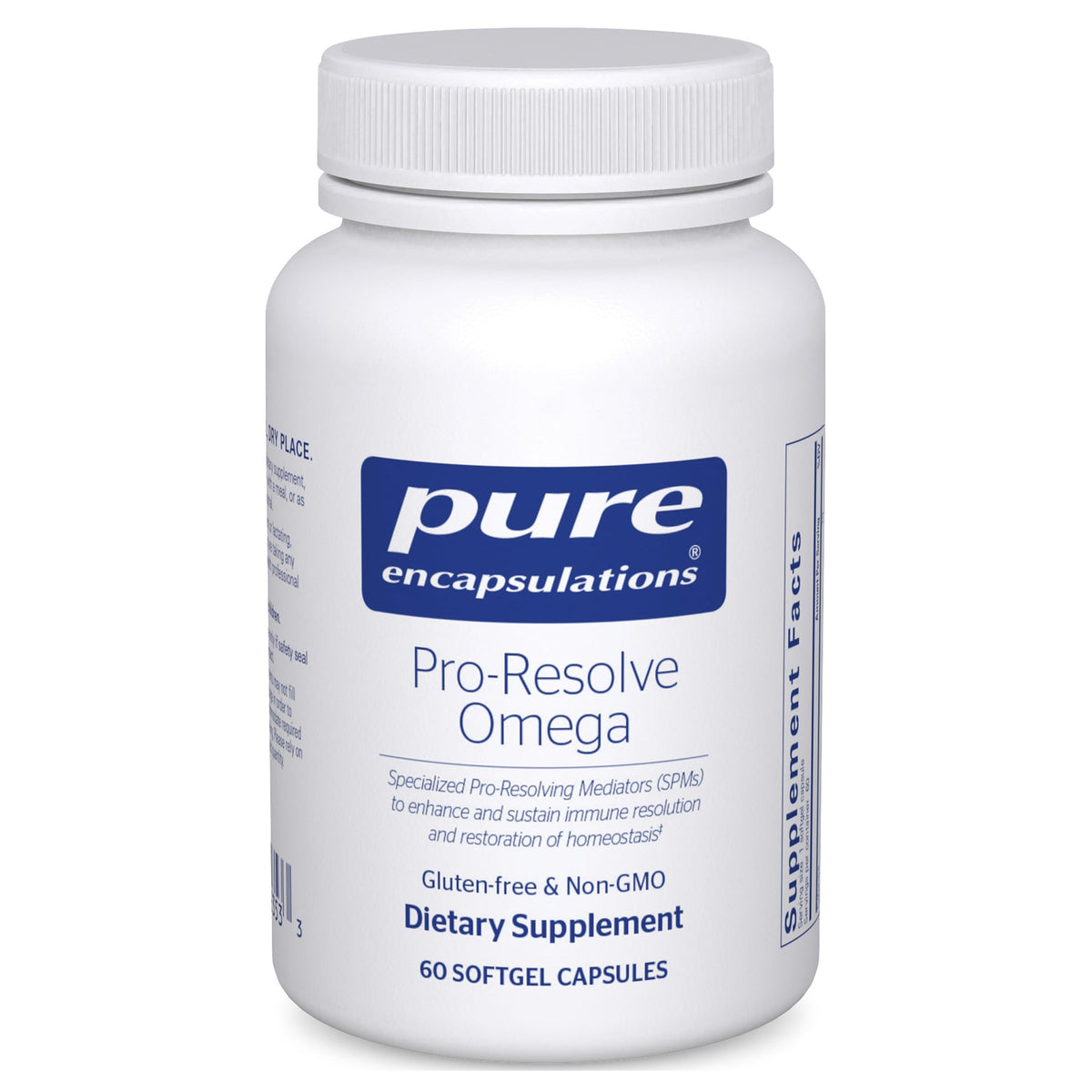 Pure Encapsulations Pro-Resolve Omega bottle front with capsules for daily immune and heart support