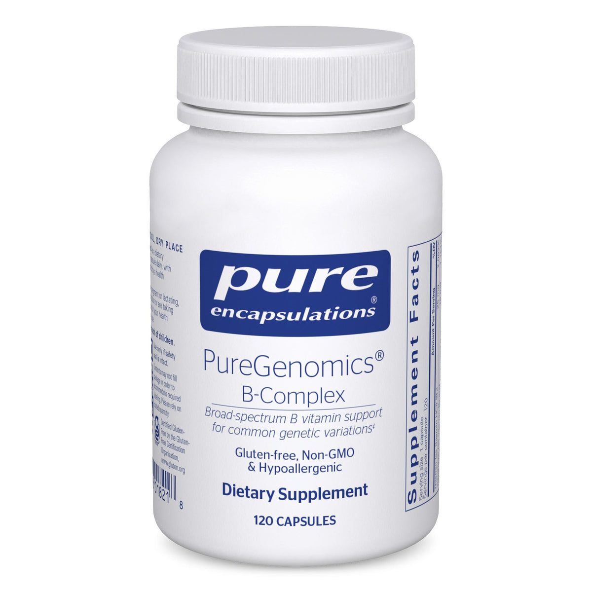Pure Encapsulations PureGenomics B-Complex bottle with capsules for energy metabolism