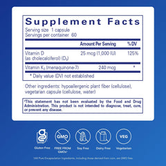 Close-up of PureHeart K2D capsules highlighting vitamin K2 and D3.