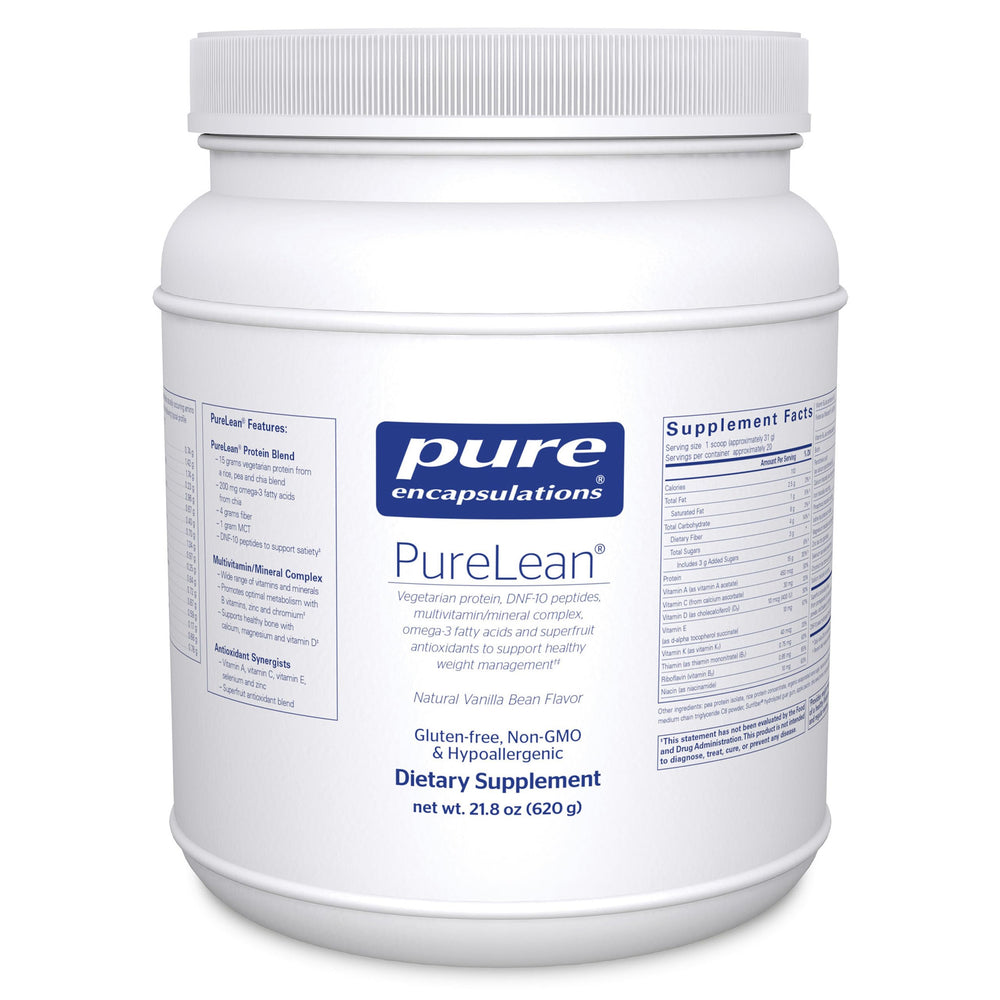 Pure Encapsulations PureLean Protein vanilla tub for balanced nutrition.
