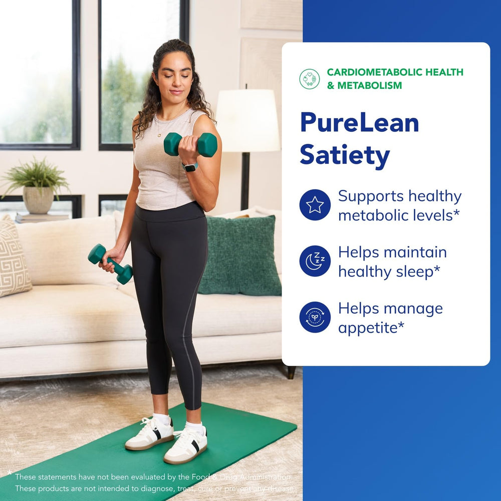 Pure Encapsulations PureLean Satiety label indicating gluten-free and non-GMO formula