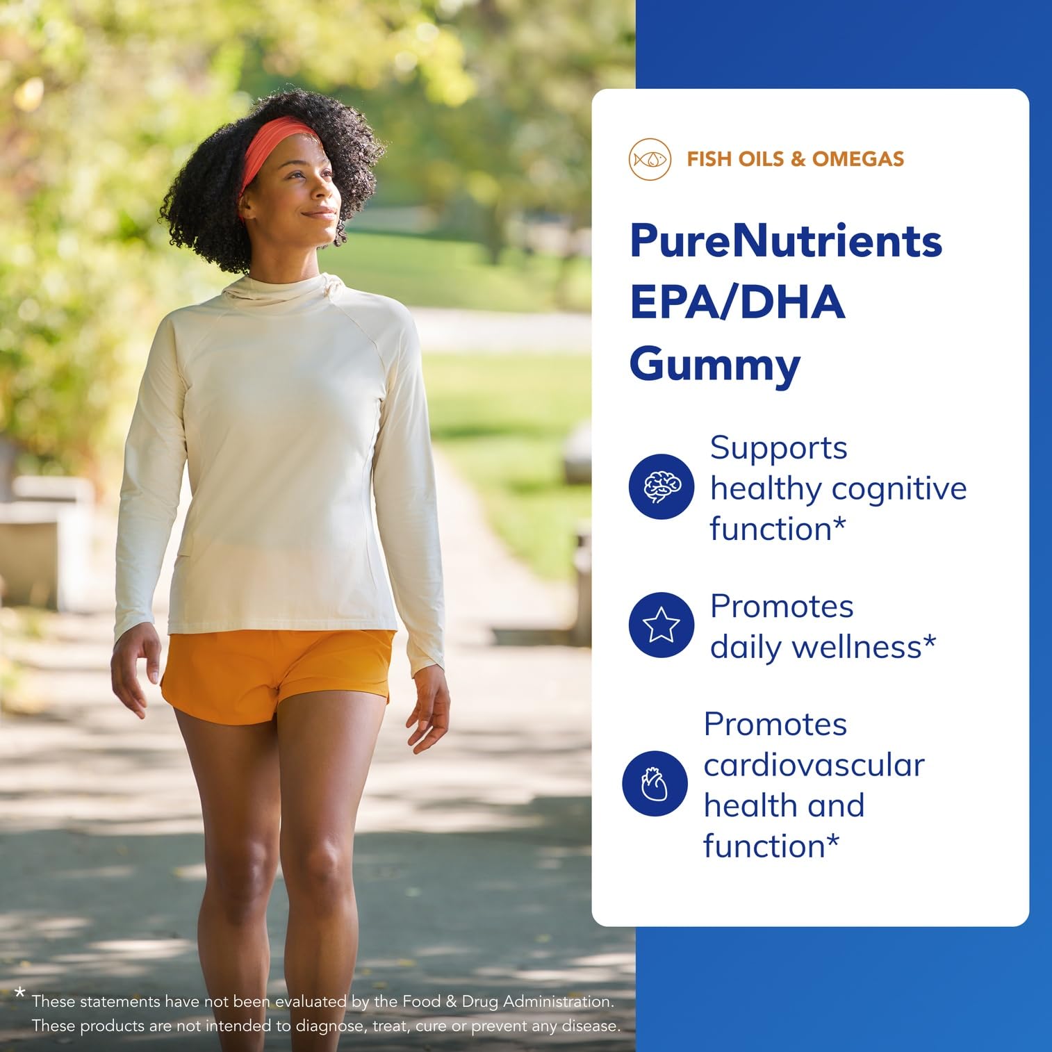 Pure Encapsulations PureNutrients EPA/DHA gummy label closeup emphasizing clean ingredients.