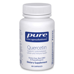 Pure Encapsulations Quercetin 500mg bottle supports immune health and cellular wellness.