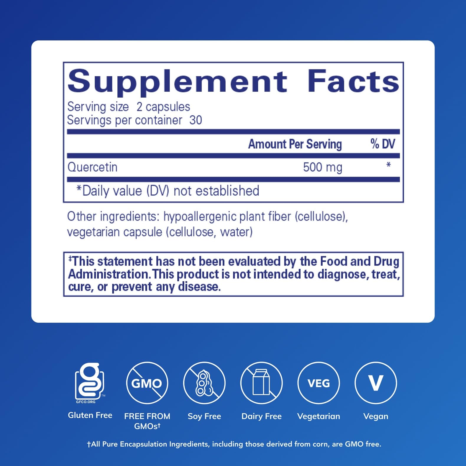 Quercetin capsules on a white background for easy daily supplementation.