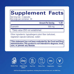Quercetin capsules on a white background for easy daily supplementation.