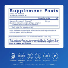 Pure Encapsulations Quercetin UltraSorb bottle back shows purity-focused ingredients.
