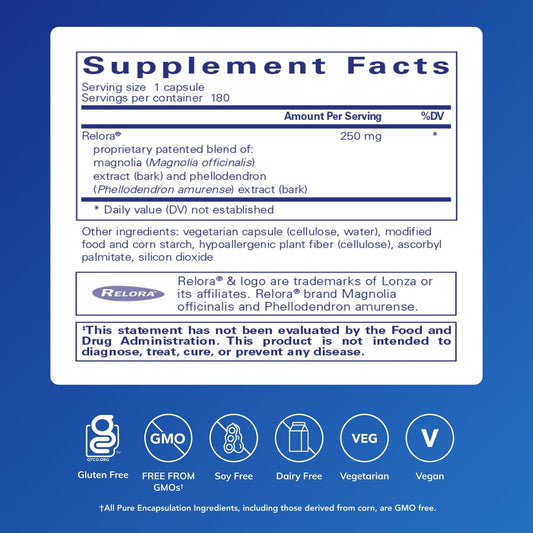 Relora capsules closeup shows easy daily use for calm mood and occasional stress relief