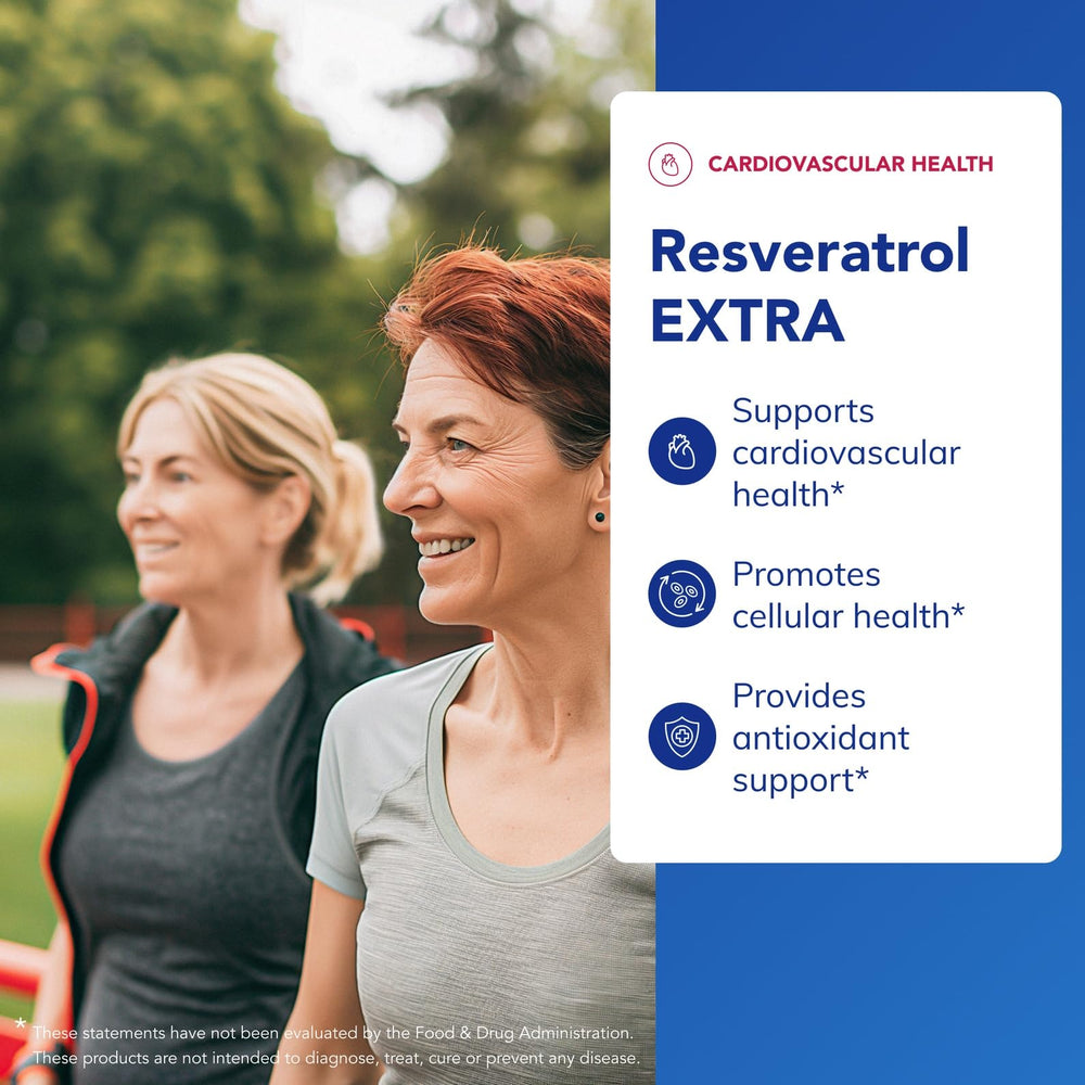 Pure Encapsulations Resveratrol EXTRA label details non-GMO and gluten-free formula.