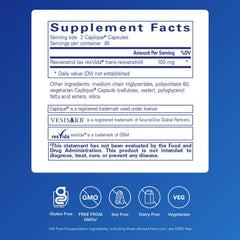Resveratrol VES-Sorb capsules closeup illustrating antioxidant support from Pure Encapsulations.