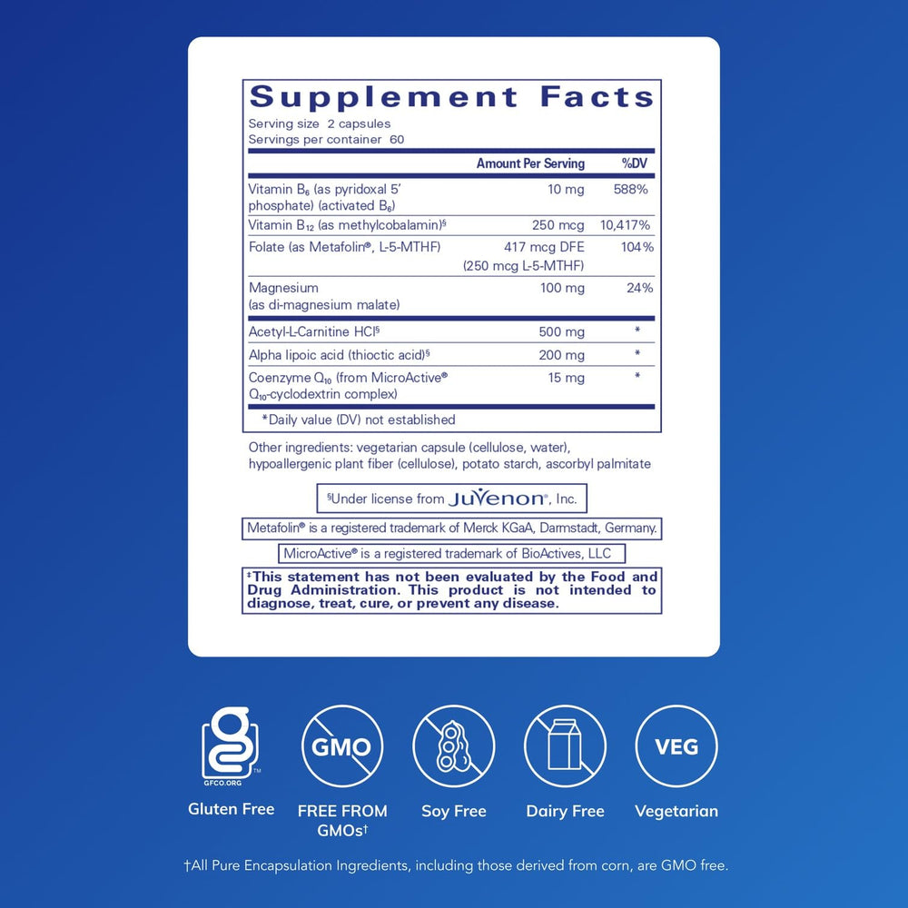 Pure Encapsulations Revita-Age Nerve capsules close-up, illustrating high-purity hypoallergenic supplement form for daily nerve support.