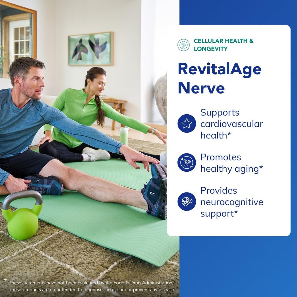 Pure Encapsulations Revita-Age Nerve label close-up, highlighting methylcobalamin and active B vitamins.